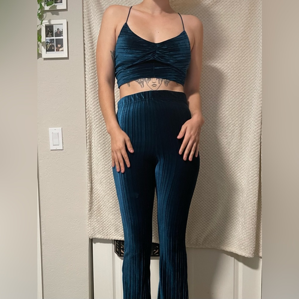 TOP of a two(2) piece set. Wild Fable size XS. Blue velvet.